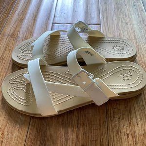 Crocs Womens Crocs Tulum Toe Post Sandal White Sz 10